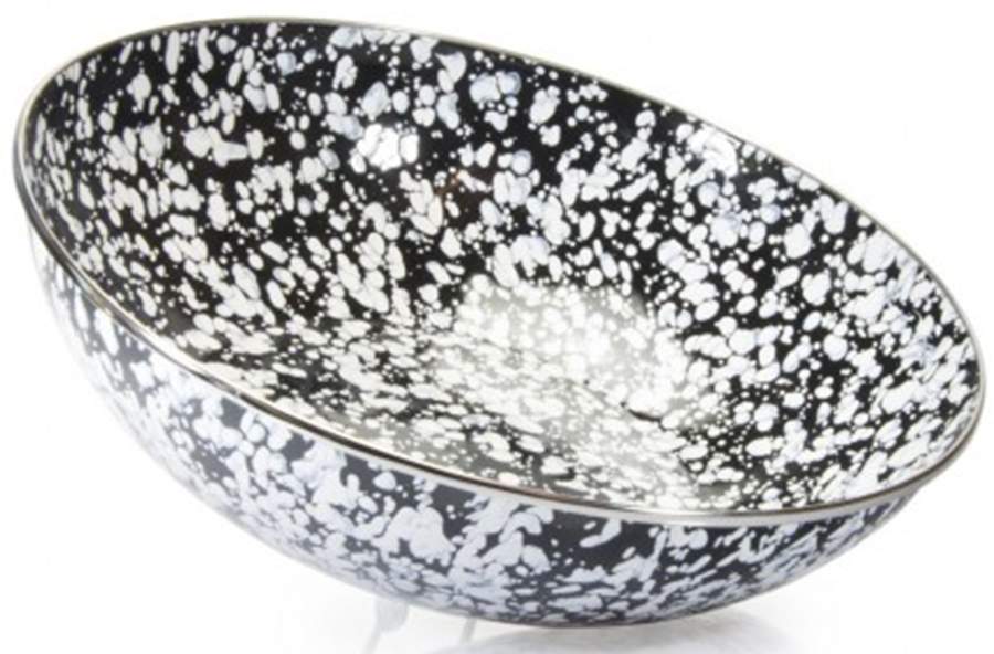 Black Swirl Enamelware 4 Qt Catering Bowl by Golden Rabbit Enamelware-1