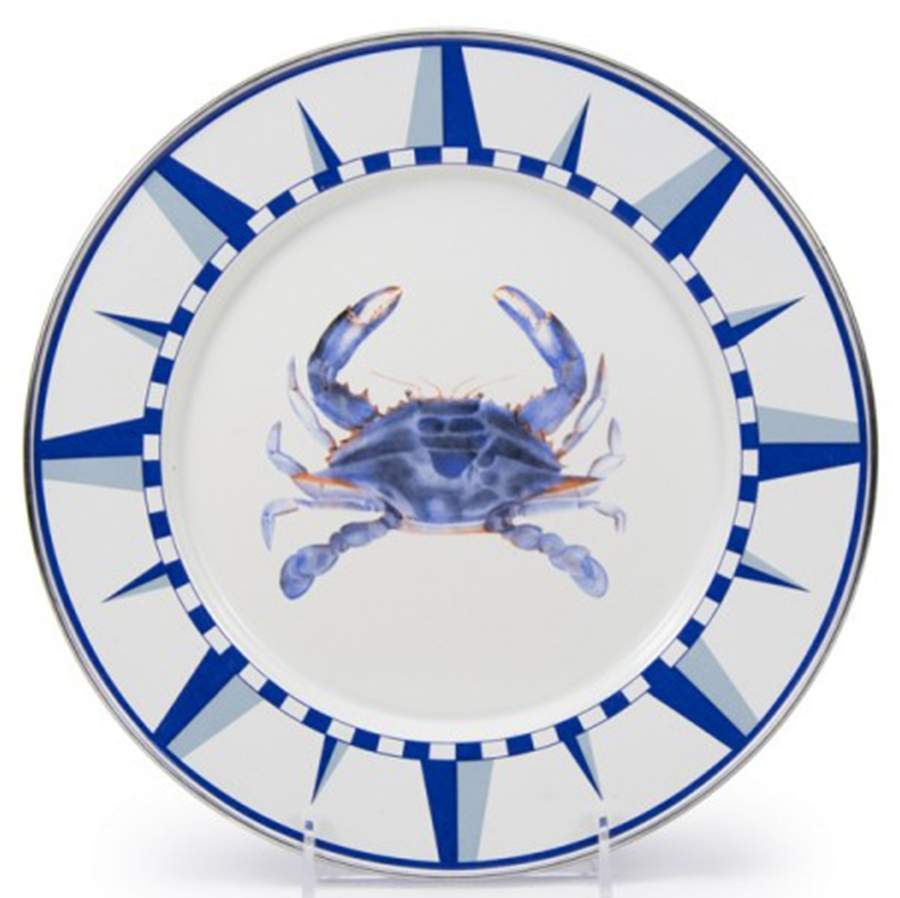 Blue Crab Enamelware Dinner Plate by Golden Rabbit Enamelware-1