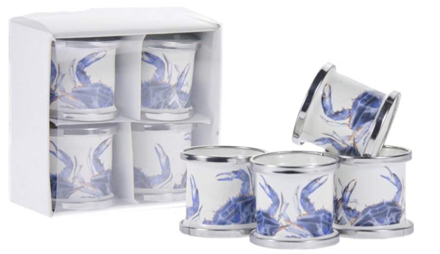 Blue Crab Enamelware Napkin Ring - Set of 4 by Golden Rabbit Enamelware-1