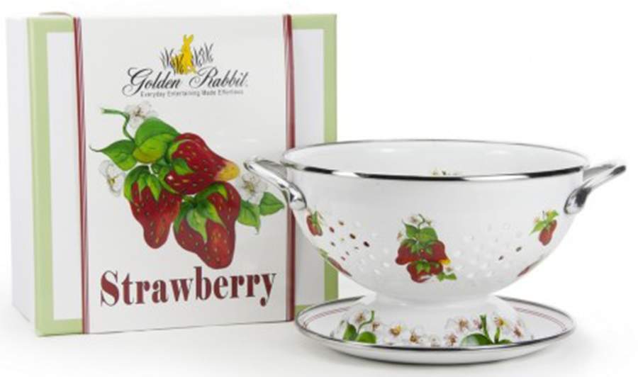 Garden Colanders Enamelware 1.5 Quart Colander & Drip Plate Set by Golden Rabbit Enamelware-1
