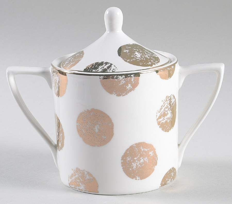 Distress Gold Dot Sugar Bowl & Lid by Grace's Teaware-1