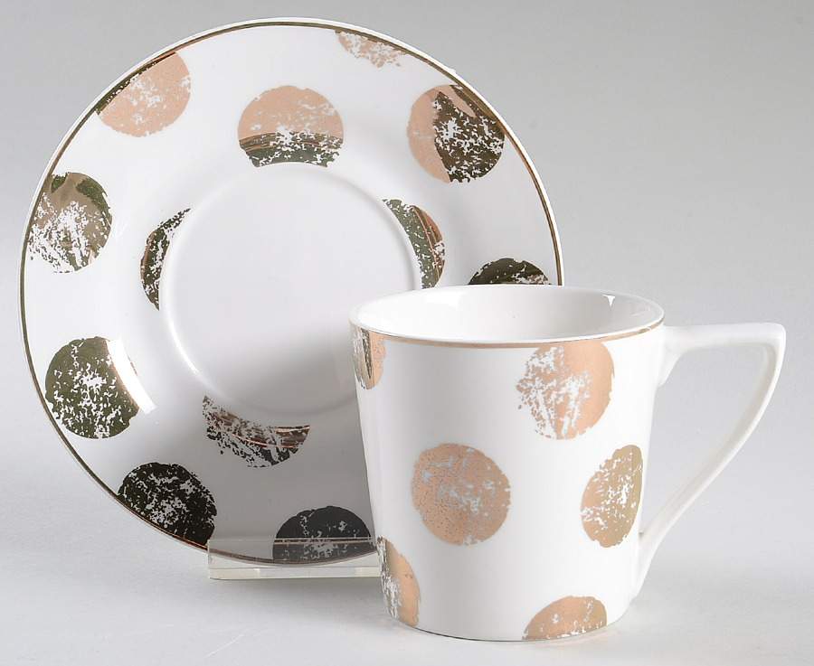 Distress Gold Dot Flat Cup & Saucer Set by Grace's Teaware-1