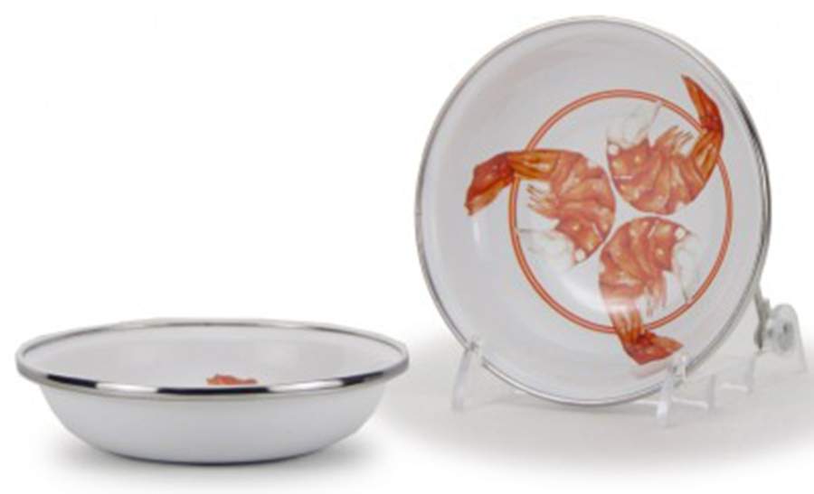 Shrimp Enamelware Tasting Plate/Dish by Golden Rabbit Enamelware-1