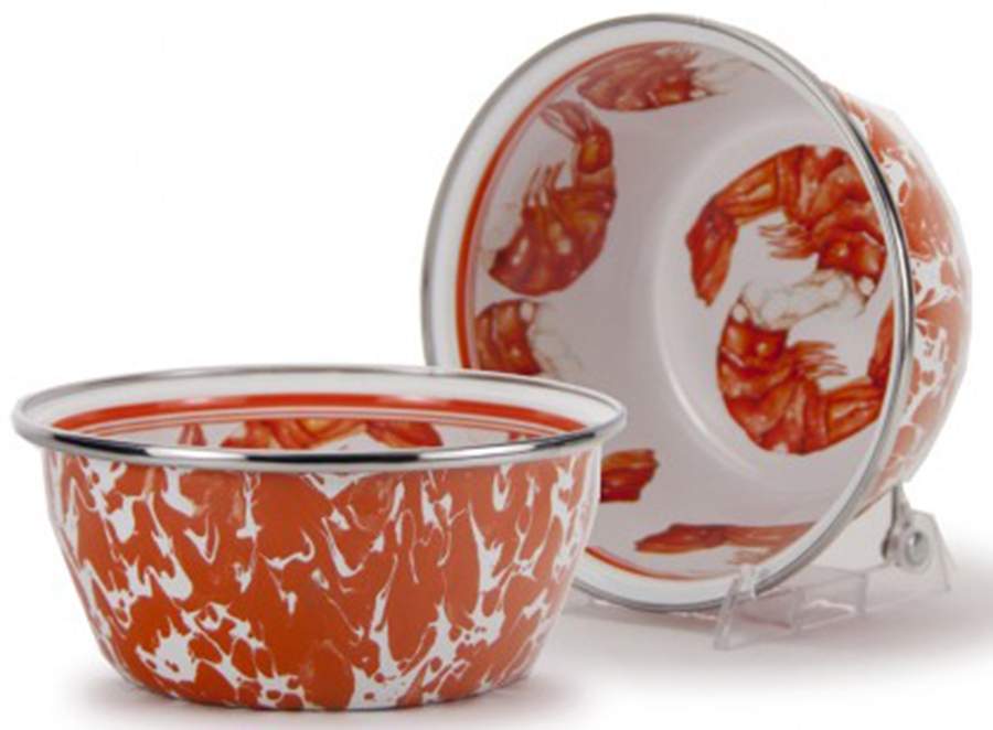 Shrimp Enamelware Individual Salad Bowl by Golden Rabbit Enamelware-1