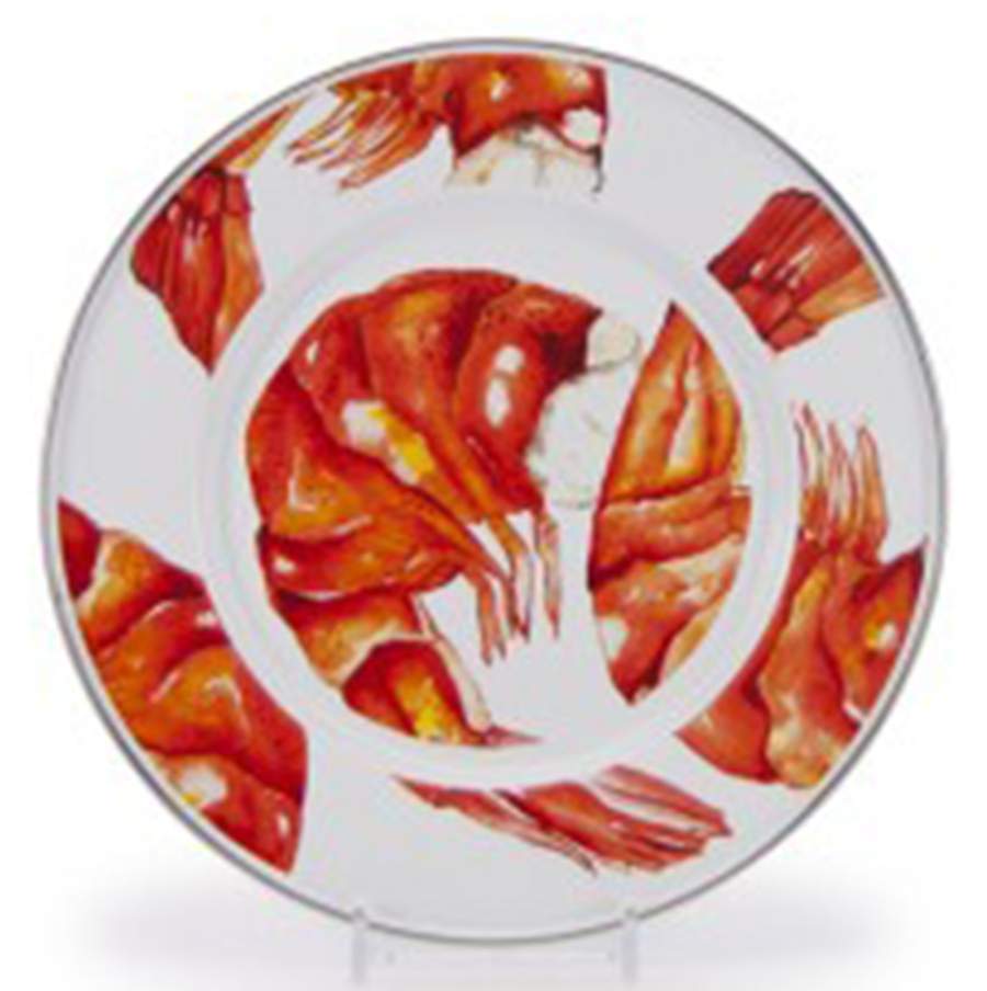 Shrimp Enamelware Individual Sandwich Plate by Golden Rabbit Enamelware-1