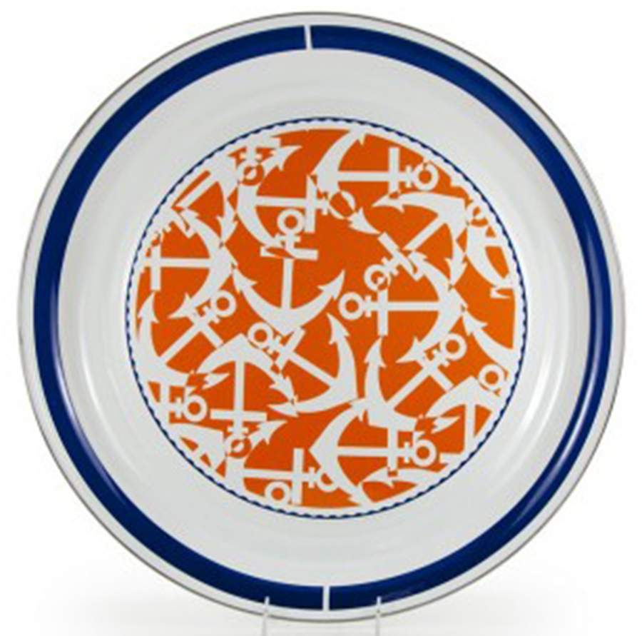 Eden Roc 20" Round Tray by Golden Rabbit Enamelware-1