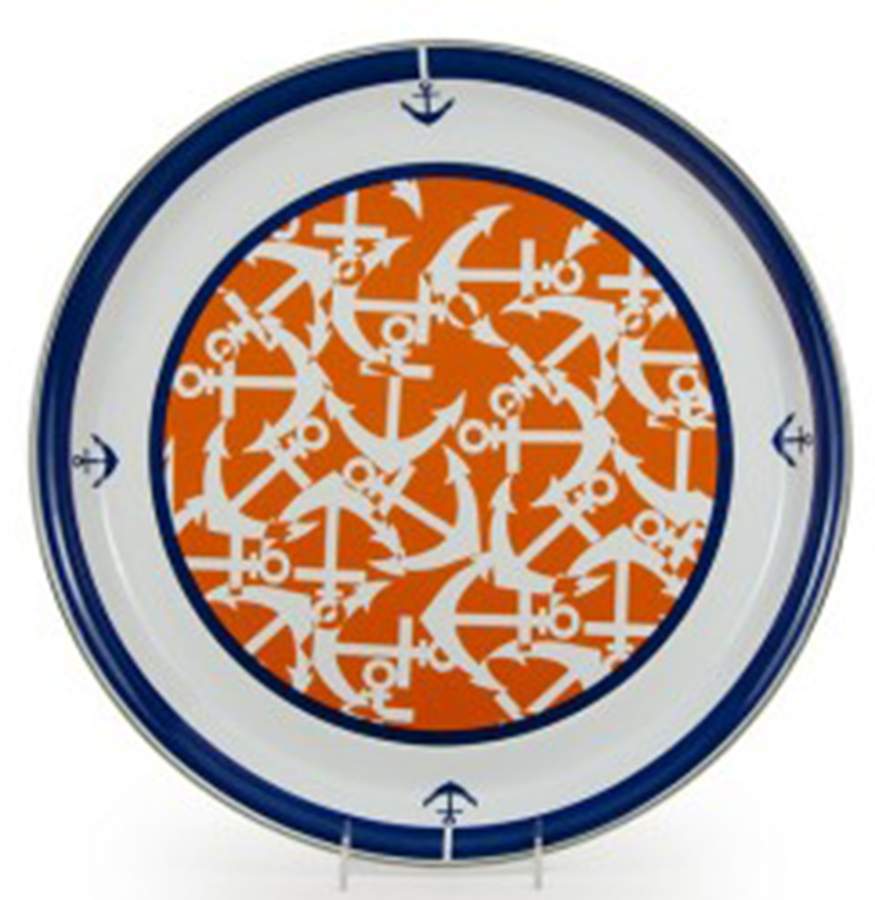 Eden Roc 15" Round Tray by Golden Rabbit Enamelware-1