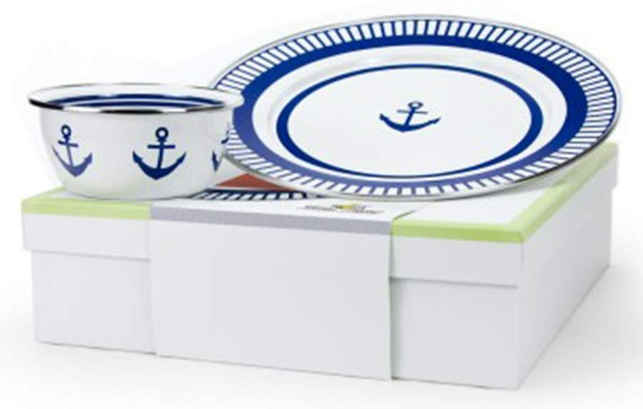 Eden Roc (2 Piece) Chip & Dip Set(Charger & Salad Bowl) by Golden Rabbit Enamelware-1