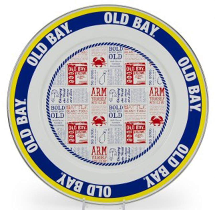 Old Bay Enamelware Service Plate (Charger) by Golden Rabbit Enamelware-1