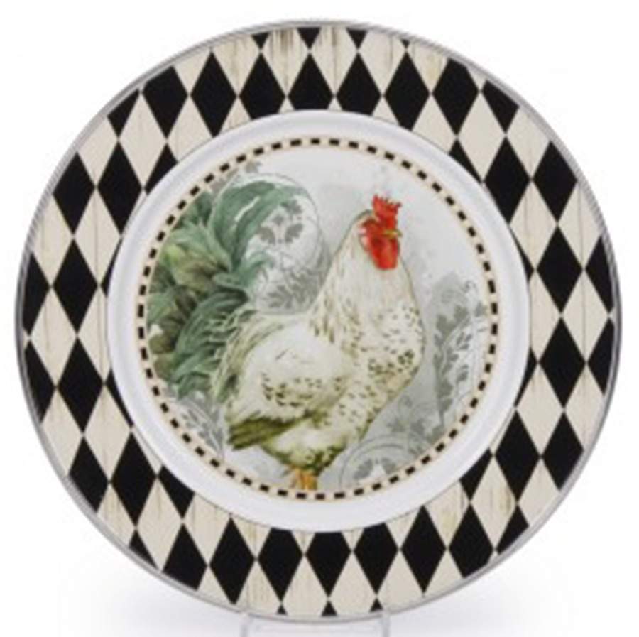 Rooster Royale Enamelware Dinner Plate by Golden Rabbit Enamelware-1