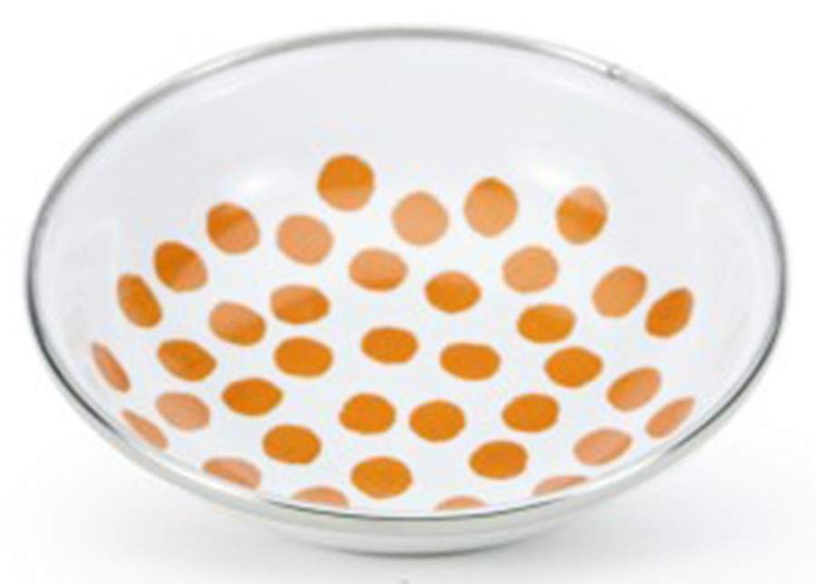 Malibu Dots Orange Enamelware Tasting Plate/Dish by Golden Rabbit Enamelware-1