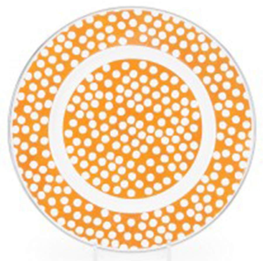 Malibu Dots Orange Enamelware Individual Sandwich Plate by Golden Rabbit Enamelware-1