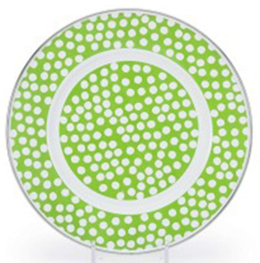 Malibu Dots Green Enamelware Individual Sandwich Plate by Golden Rabbit Enamelware-1