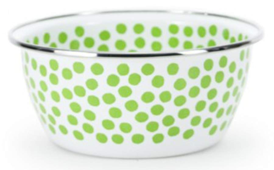 Malibu Dots Green Enamelware Individual Salad Bowl by Golden Rabbit Enamelware-1