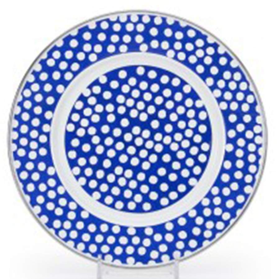 Malibu Dots Blue Enamelware Individual Sandwich Plate by Golden Rabbit Enamelware-1