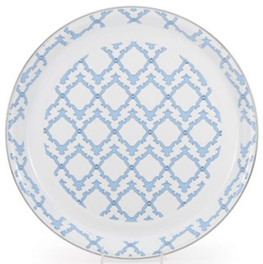 Charleston Blue Enamelware 15" Round Tray by Golden Rabbit Enamelware-1