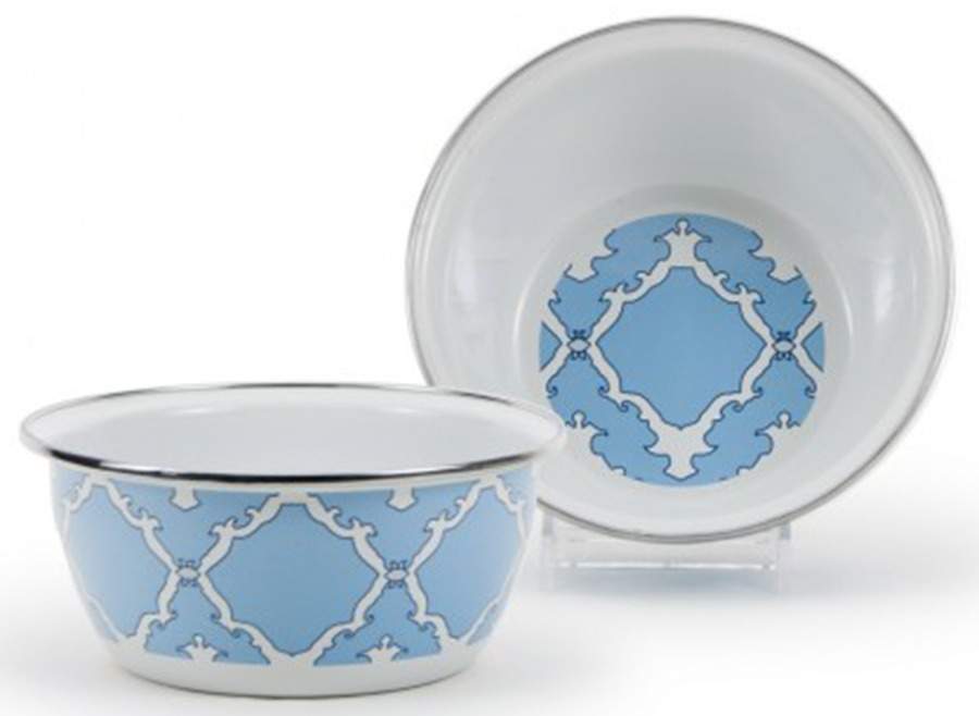 Charleston Blue Enamelware Individual Salad Bowl by Golden Rabbit Enamelware-1