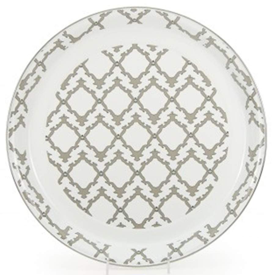 Charleston Taupe Enamelware 15" Round Tray by Golden Rabbit Enamelware-1