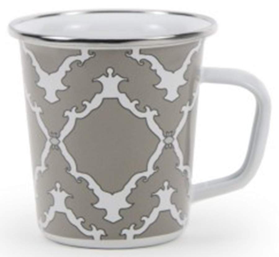 Charleston Taupe Enamelware Latte Mug by Golden Rabbit Enamelware-1