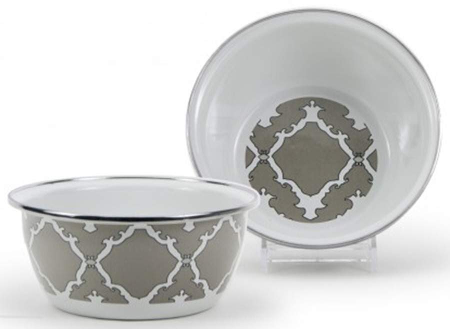Charleston Taupe Enamelware Individual Salad Bowl by Golden Rabbit Enamelware-1