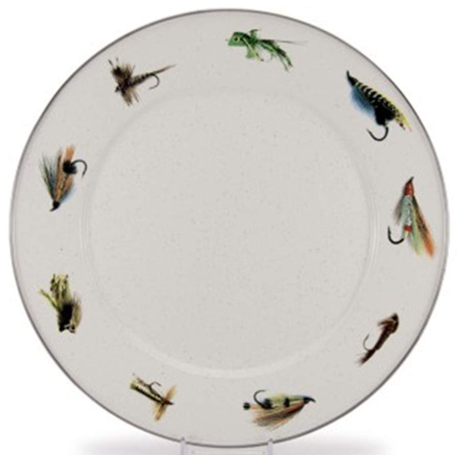 Fishing Fly Enamelware Service Plate (Charger) by Golden Rabbit Enamelware-1