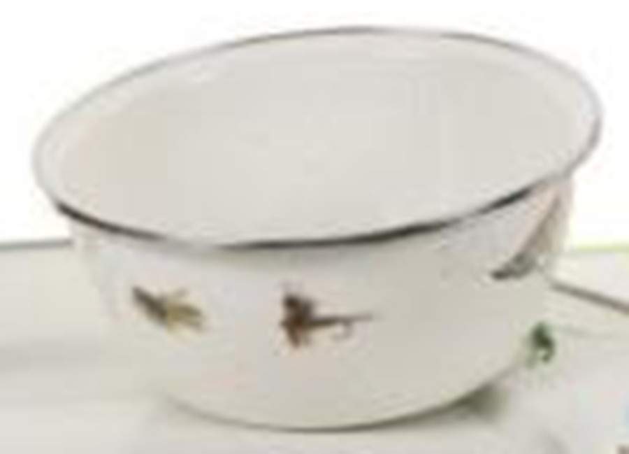 Fishing Fly Enamelware Individual Salad Bowl by Golden Rabbit Enamelware-1