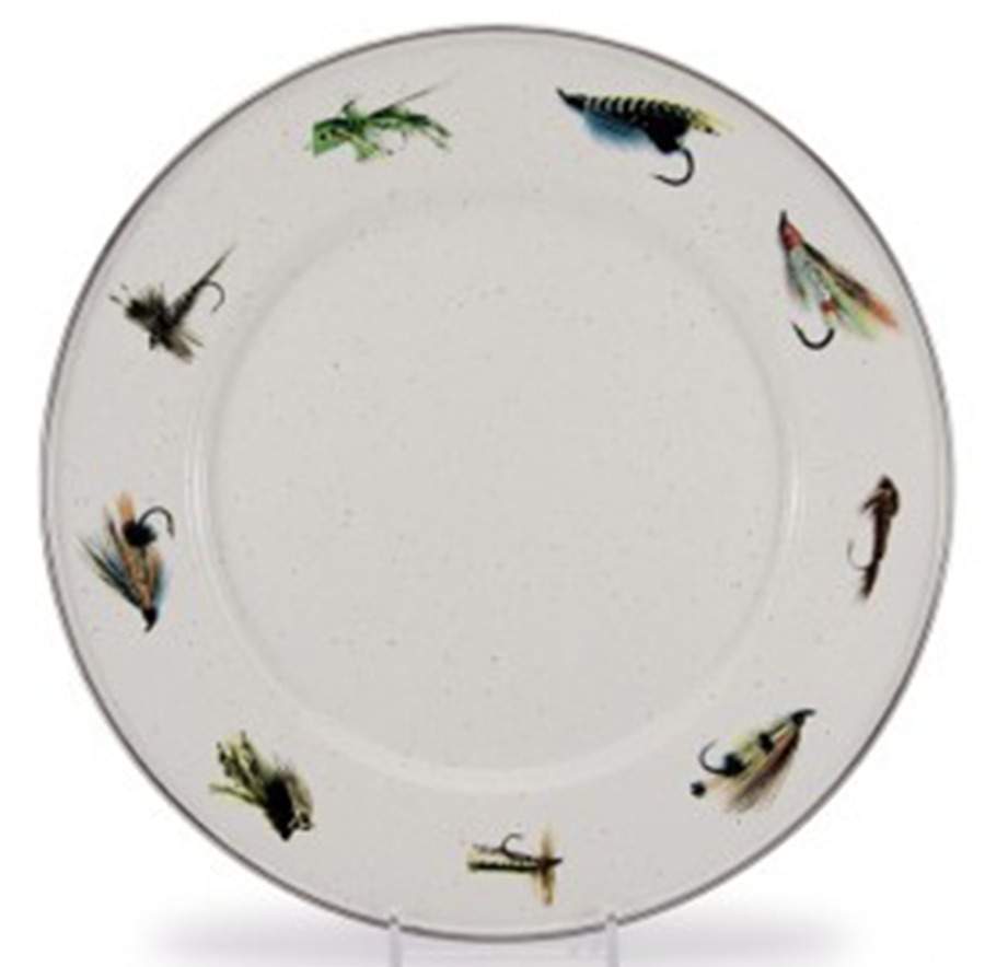 Fishing Fly Enamelware Dinner Plate by Golden Rabbit Enamelware-1