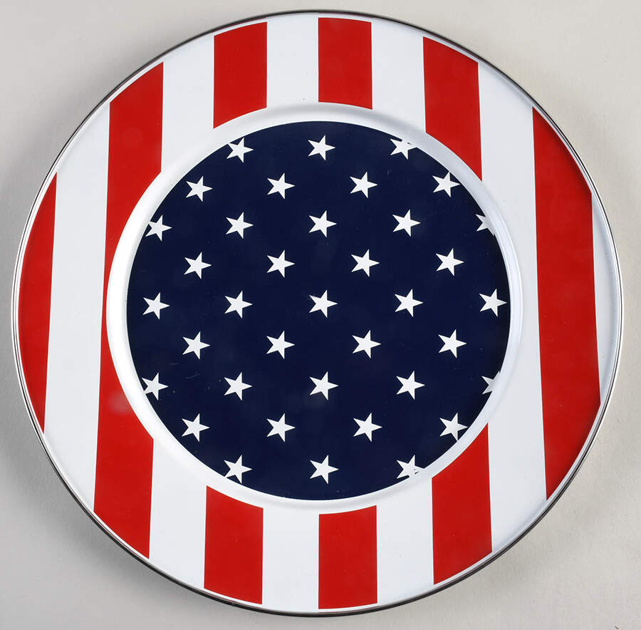 Stars and Stripes Enamelware Service Plate (Charger) by Golden Rabbit Enamelware-1