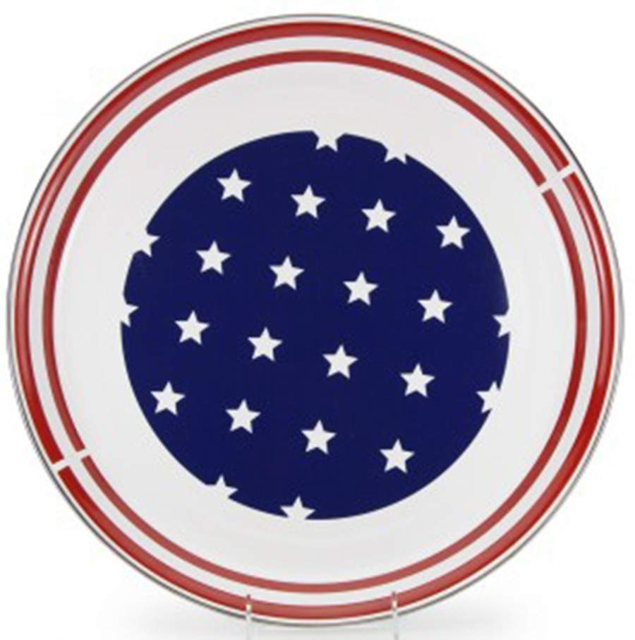 Stars and Stripes Enamelware 15" Round Tray by Golden Rabbit Enamelware-1