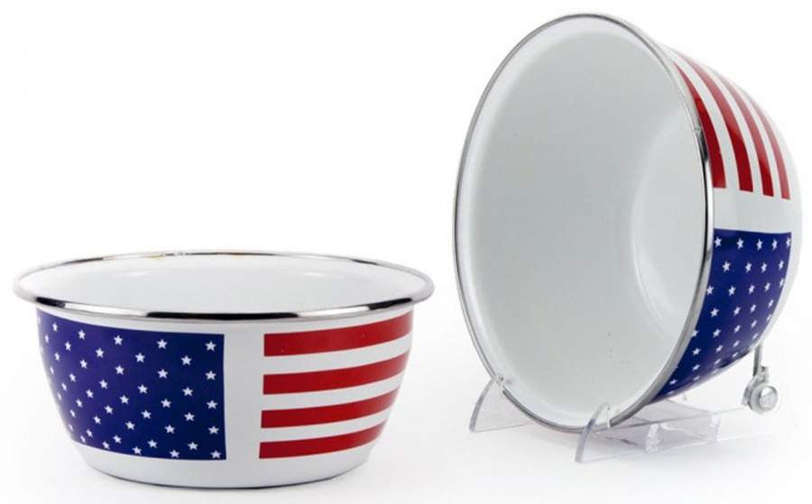 Stars and Stripes Enamelware Individual Salad Bowl by Golden Rabbit Enamelware-1