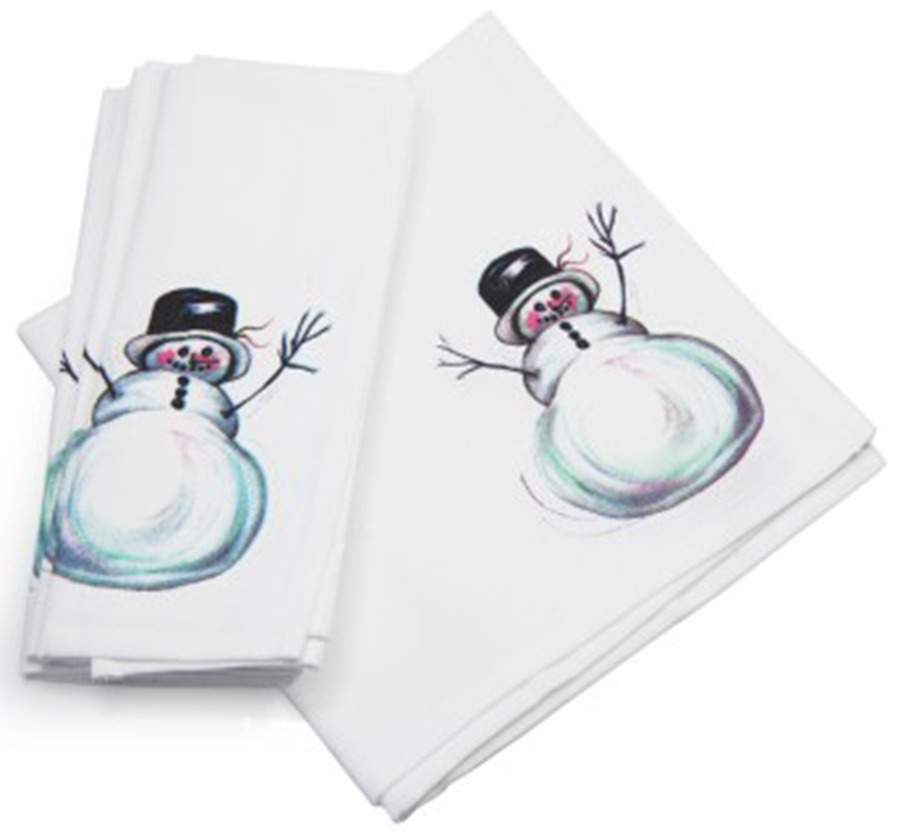 Snowman Enamelware Cloth Napkin - Set of 4 by Golden Rabbit Enamelware-1