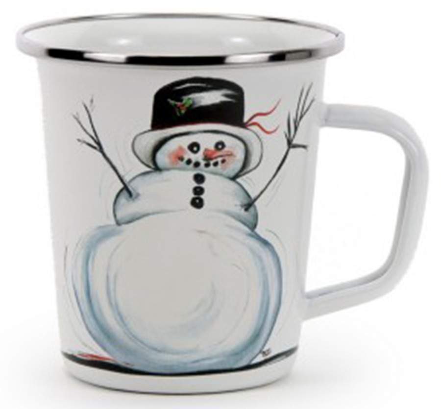 Snowman Enamelware Latte Mug by Golden Rabbit Enamelware-1