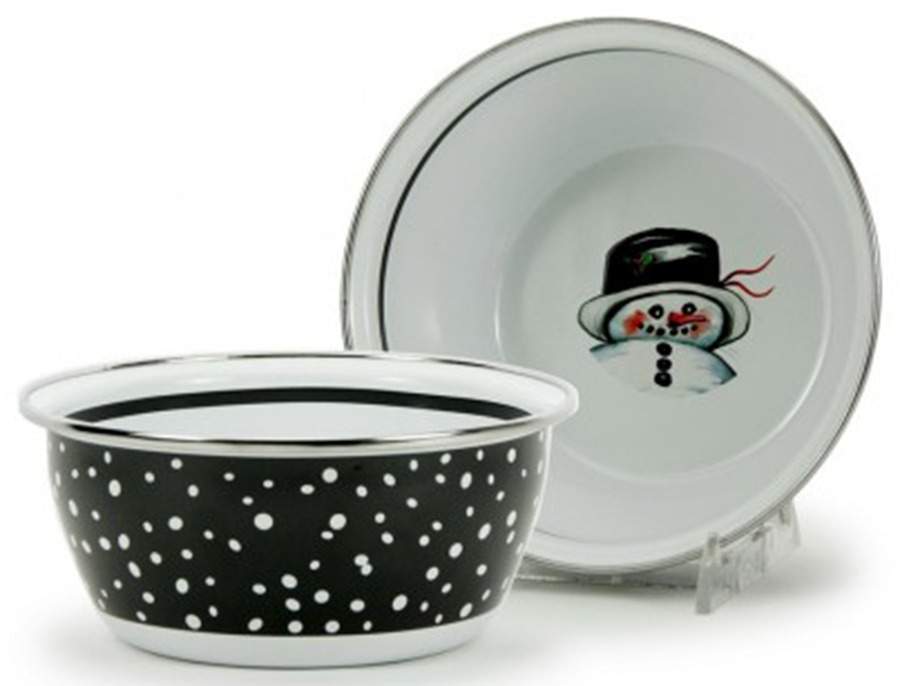 Snowman Enamelware Individual Salad Bowl by Golden Rabbit Enamelware-1