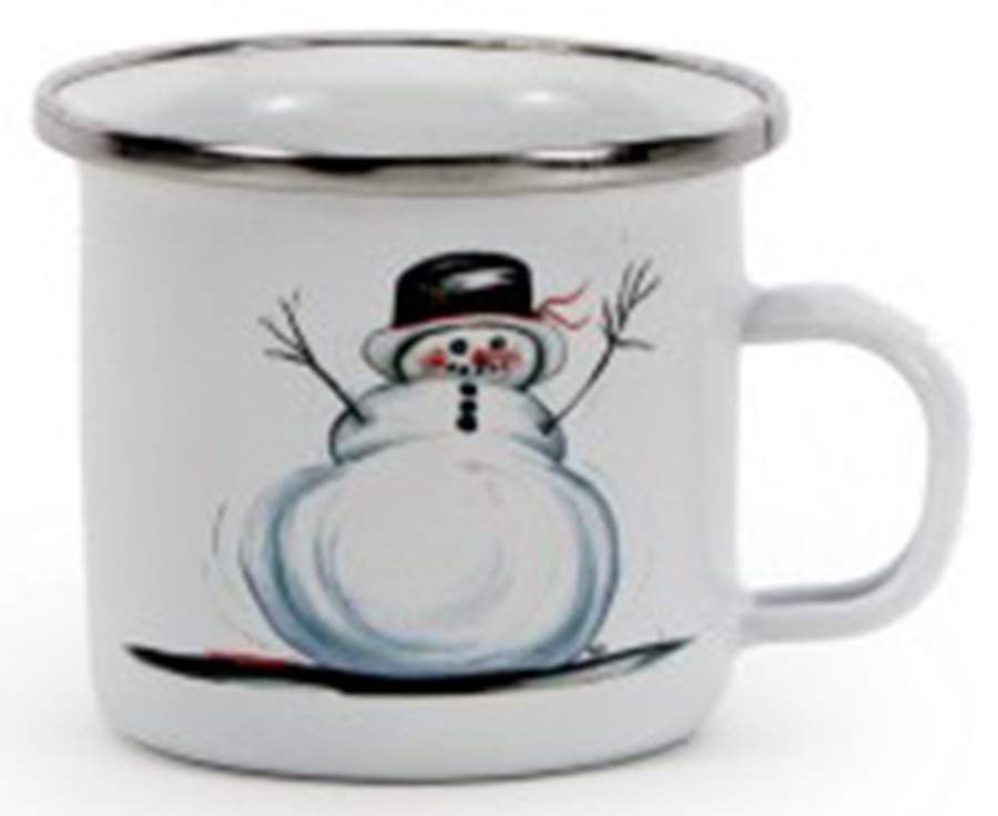 Snowman Enamelware Child's Mug by Golden Rabbit Enamelware-1