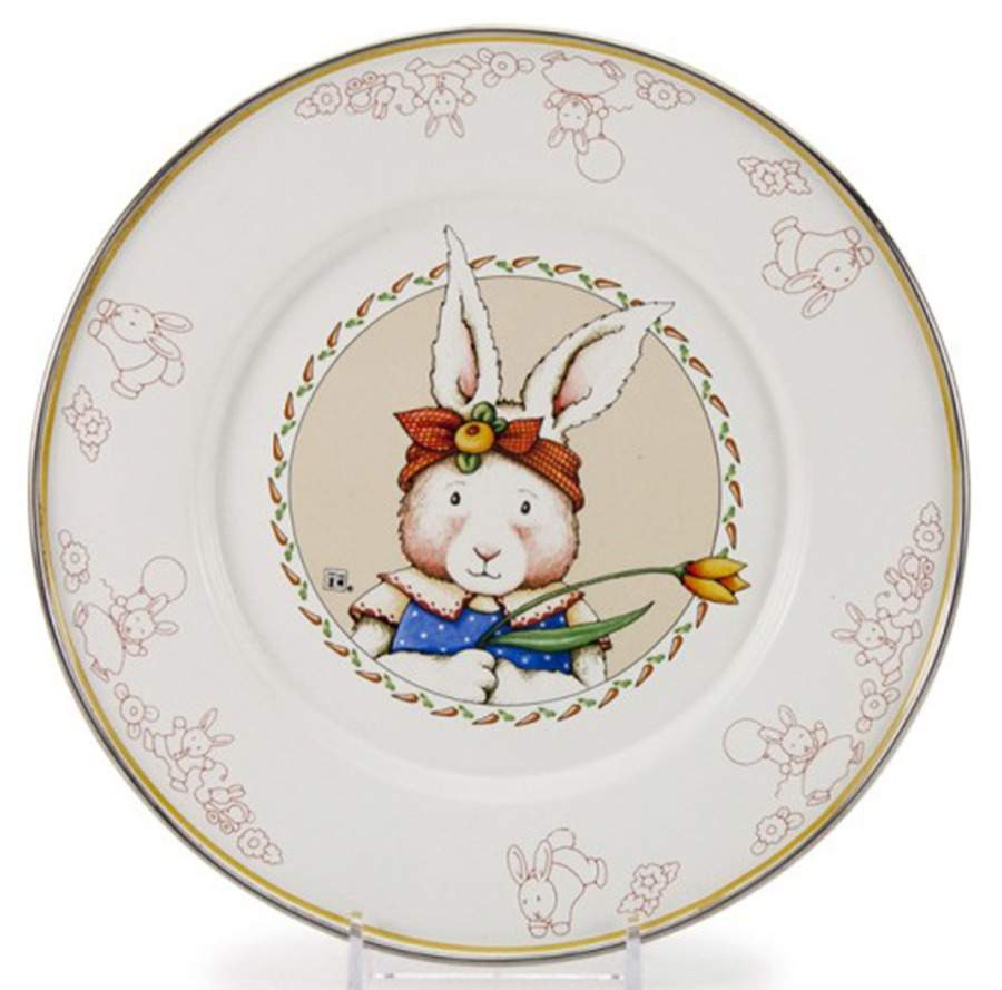 Bunny Enamelware Child's Plate by Golden Rabbit Enamelware-1