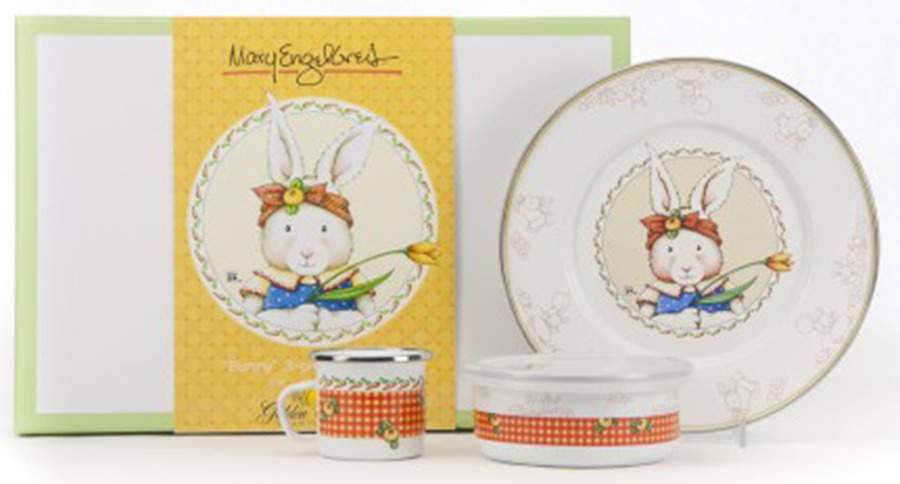 Bunny Enamelware (4 Piece Boxed) Child's Set by Golden Rabbit Enamelware-1