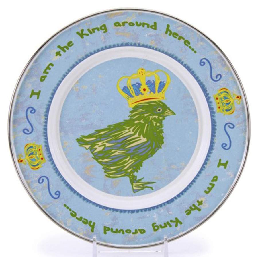 Chirp Boy Enamelware Child's Plate by Golden Rabbit Enamelware-1