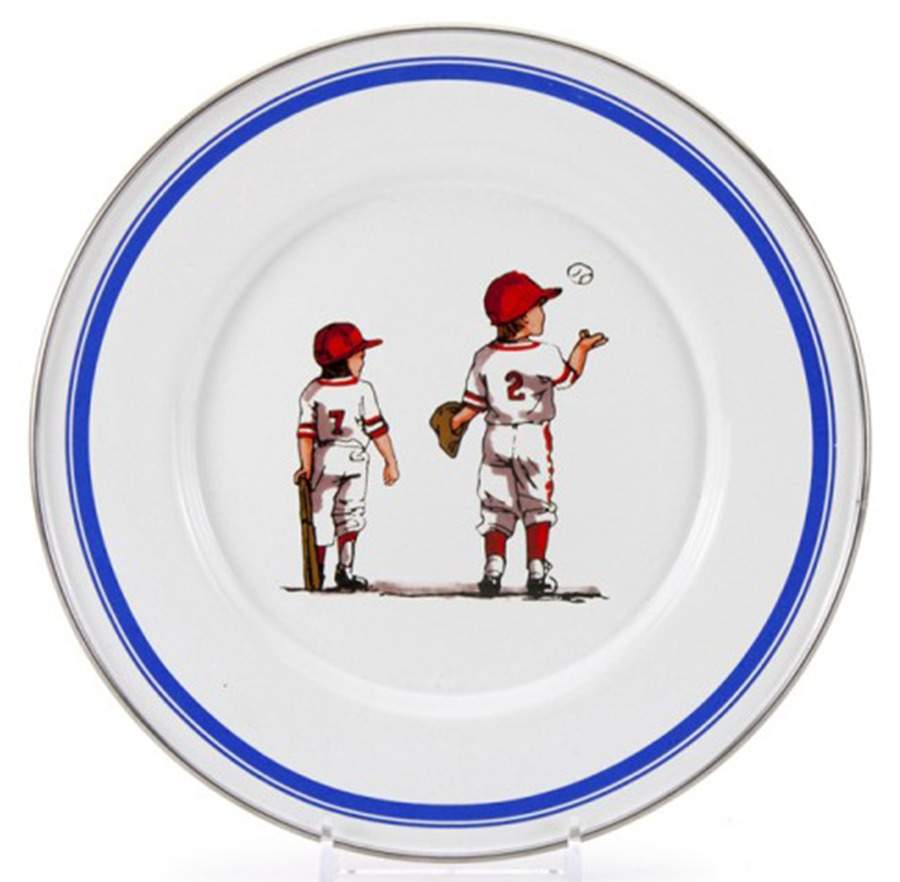 Baseball Boys Enamelware Child's Plate by Golden Rabbit Enamelware-1