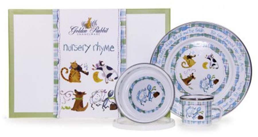 Nursery Rhyme Enamelware (4 Piece Boxed) Child's Set by Golden Rabbit Enamelware-1