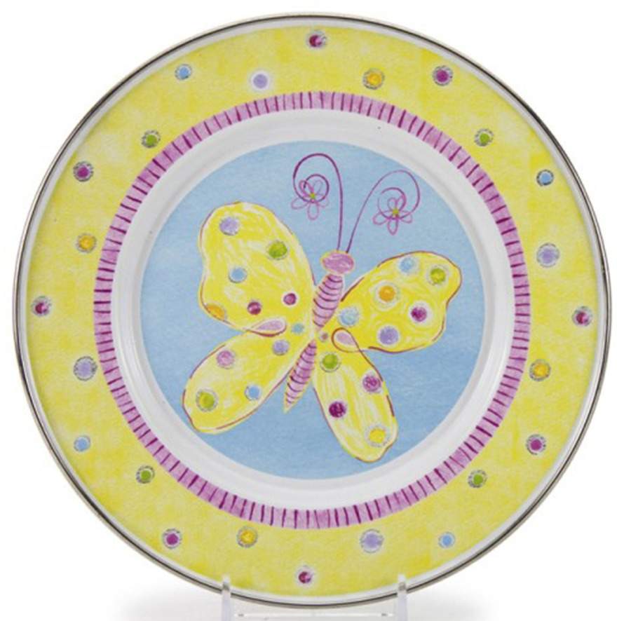 Fluttering Enamelware Child's Plate by Golden Rabbit Enamelware-1