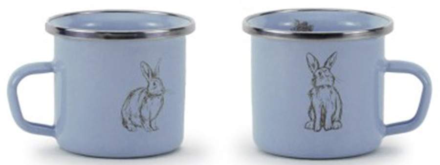 Blue Bunnies Enamelware Child's Mug by Golden Rabbit Enamelware-1