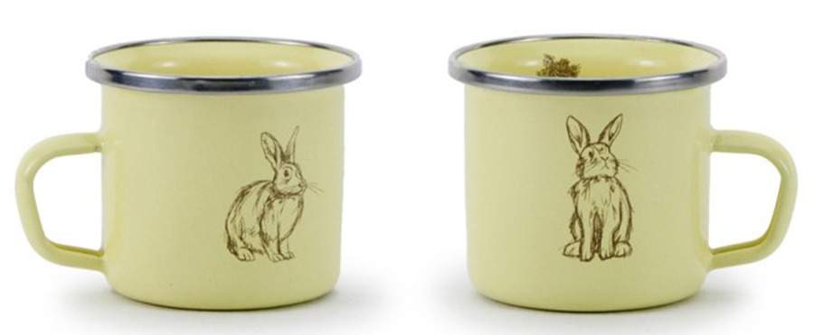 Yellow Bunnies Enamelware Child's Mug by Golden Rabbit Enamelware-1