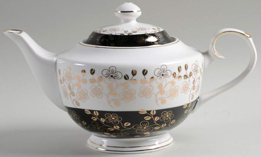 Black Gold Teapot & Lid by Grace's Teaware-1