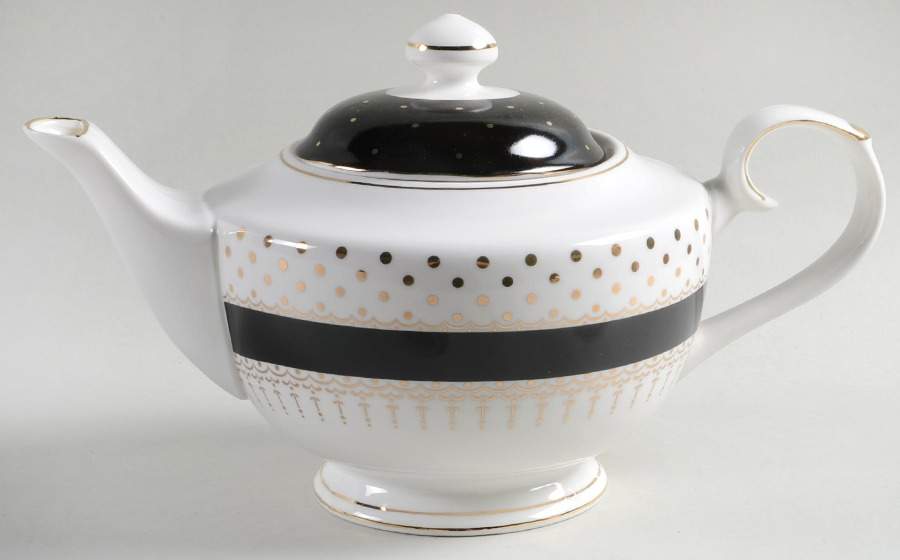 Pin Dots Black Teapot & Lid by Grace's Teaware-1