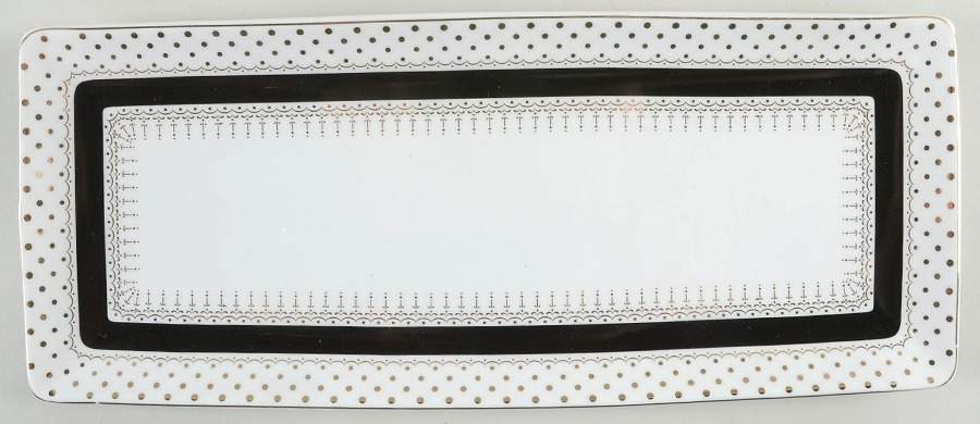 Pin Dots Black 14" Rectangular Tray by Grace's Teaware-1