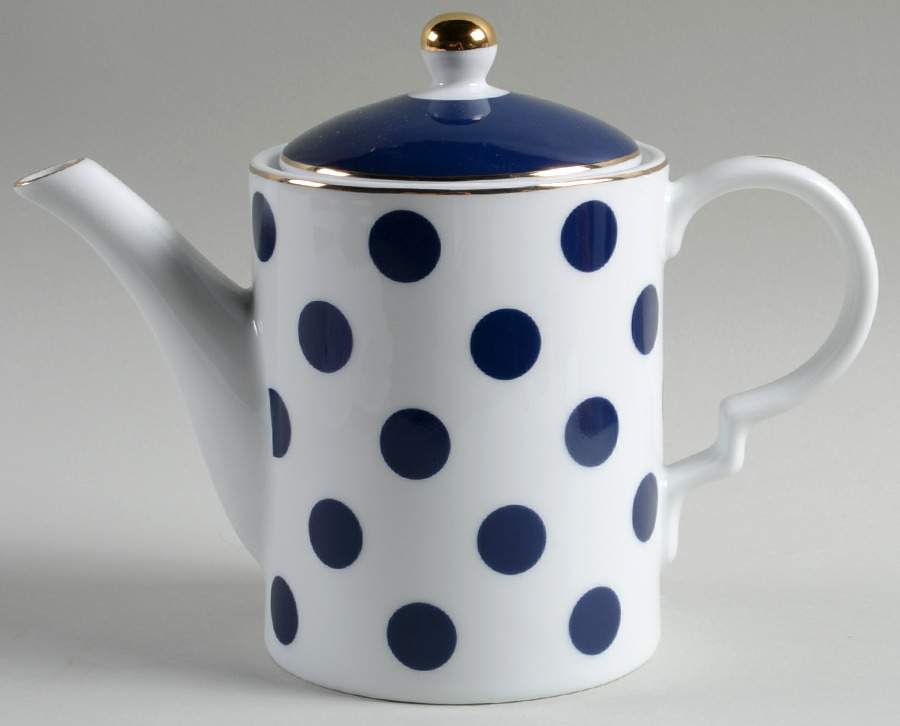 Big Navy Blue Dots Tea/Coffee Pot & Lid by Grace's Teaware-1