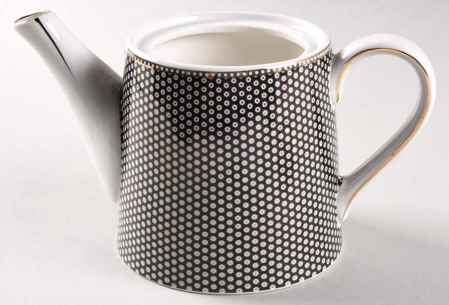 Black Gold Dots Teapot No Lid by Grace's Teaware-1