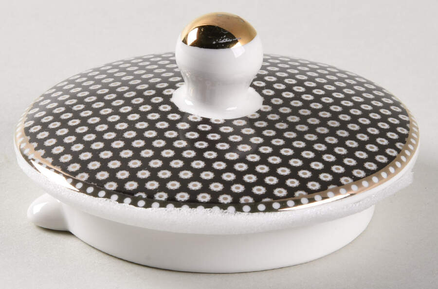 Black Gold Dots Lid for Teapot by Grace's Teaware-1