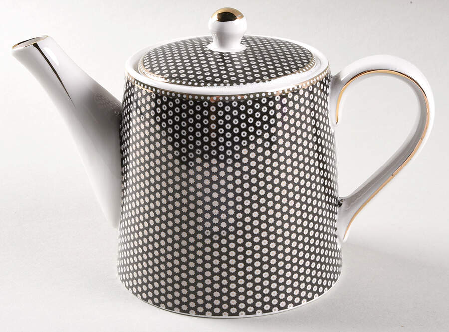 Black Gold Dots Teapot & Lid by Grace's Teaware-1