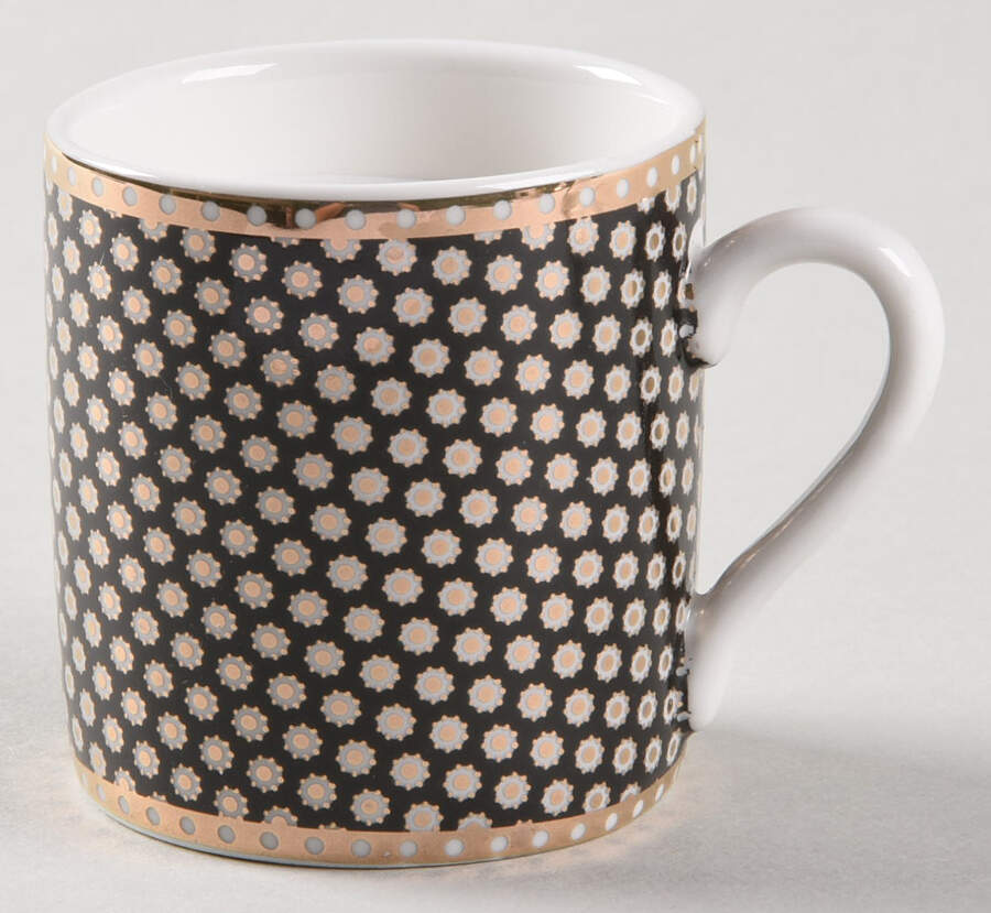 Black Gold Dots Flat Demitasse Cup by Grace's Teaware-1